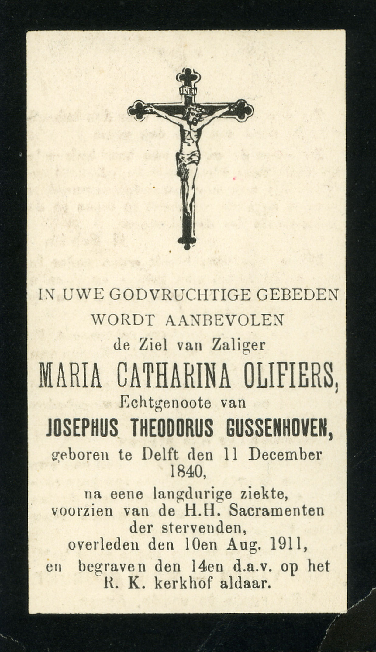  - 1840-1911         overl. M.C. Gussenhoven - Olifiers (moeder van oma)